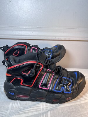 Nike Air More Uptempo Electric Black Red Men's Shoes Sneakers Size