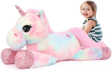 43 Inch Giant Unicorn Plush Toys, Big Rainbow Pink Unicorn Stuffed Animals Decor