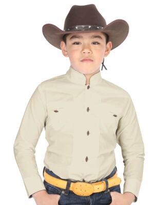 CAMISA CHARRA M/ LARGA EL GENERAL 65% POLYESTER 35% ALGODON BEIGE ID 40365