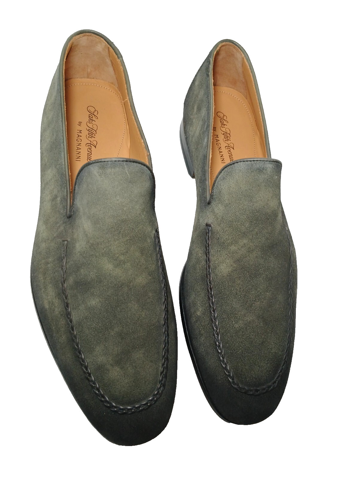Saks Fifth Avenue Magnan Suede Venetian Loafer Olive Green Shoe $498 US 12M MEN