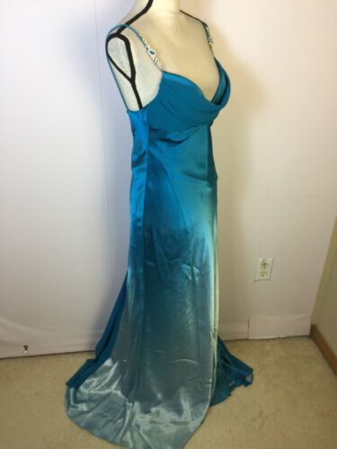Neu mit Etikett Betsy & Adam formelles Maxikleid mit Schlupf Größe 6 Damen blau Satin Vintage Y2K - Bild 7 von 21