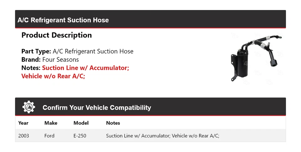 For 2003 Ford E-250 A/C Refrigerant Suction Hose 4 Seasons - Image 2 of 4