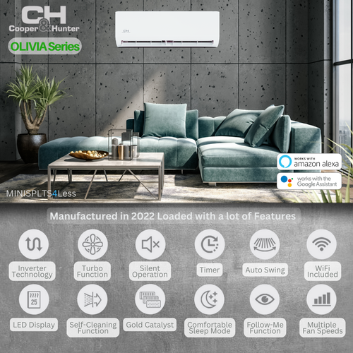 28000 BTU 230V 23.8 SEER Tri 3 Zone Olivia Mini Split Heat Pump Air Conditioner - Picture 3 of 11