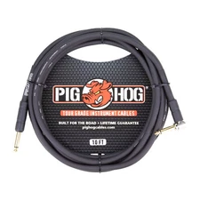 Pig Hog 1/4 - 1/4 Right Angle 8mm Instrument Cable (10 ft, Black)