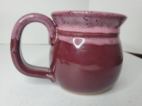 Wolf Sanctuary Handcrafted Lg maroon SUNSET HILL Stoneware Coffee 14oz MUG - Picture 3 of 6