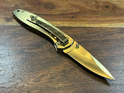 Smith & Wesson Executive Gold Titanium Folder Framelock Pocket Knife (Lot of 5) - Picture 8 of 17