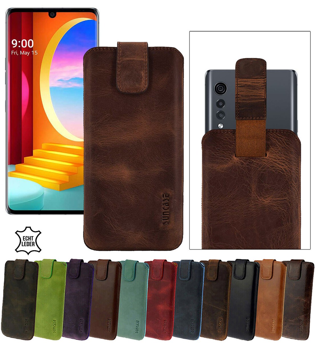LG Velvet Hülle Im Brieftaschen-Stil – PU Leder Flip Cover Mit Kartenfach, 3D Löwen-Muster, Inkl. Stylus