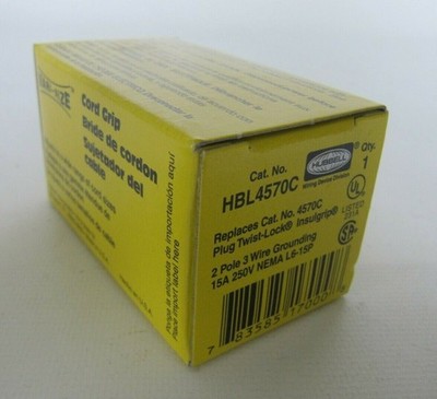 (NEW)   NEMA L6-15P 15A 2 Pole 3 Wire Grounding Twist Lock Plug HBL4570C *bn