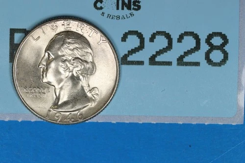 1946 BU 25C WASHINGTON SILVER QUARTER EARLY US TYPE COIN RAW-2228