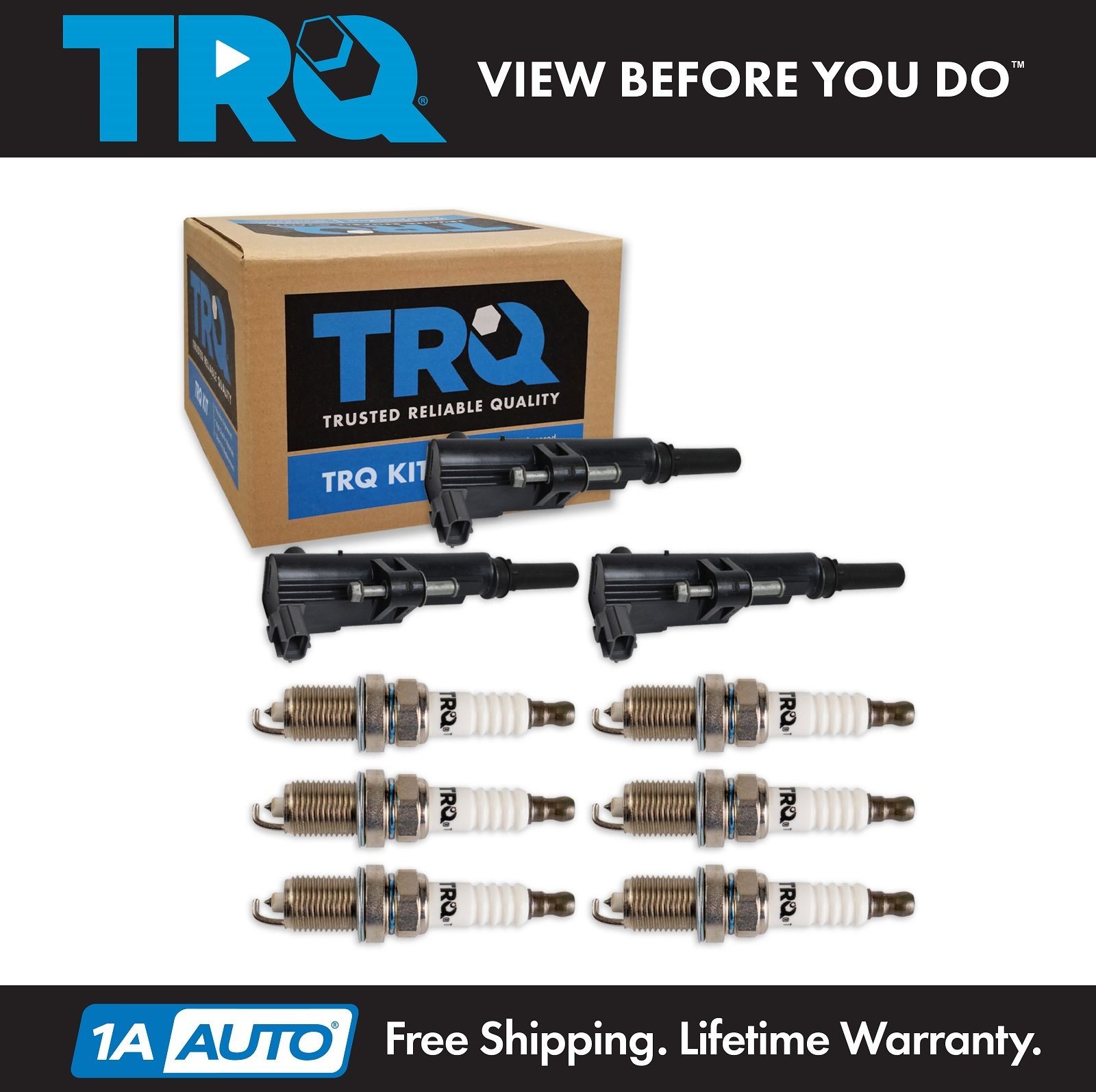 TRQ Ignition Coils  Spark Plugs Fits 2009-2012 Dodge Jeep Mitsubishi Ram