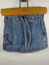 Y2K OshKosh B gosh Girls Blue Denim Skort 3T Star Embroidered Americana Western