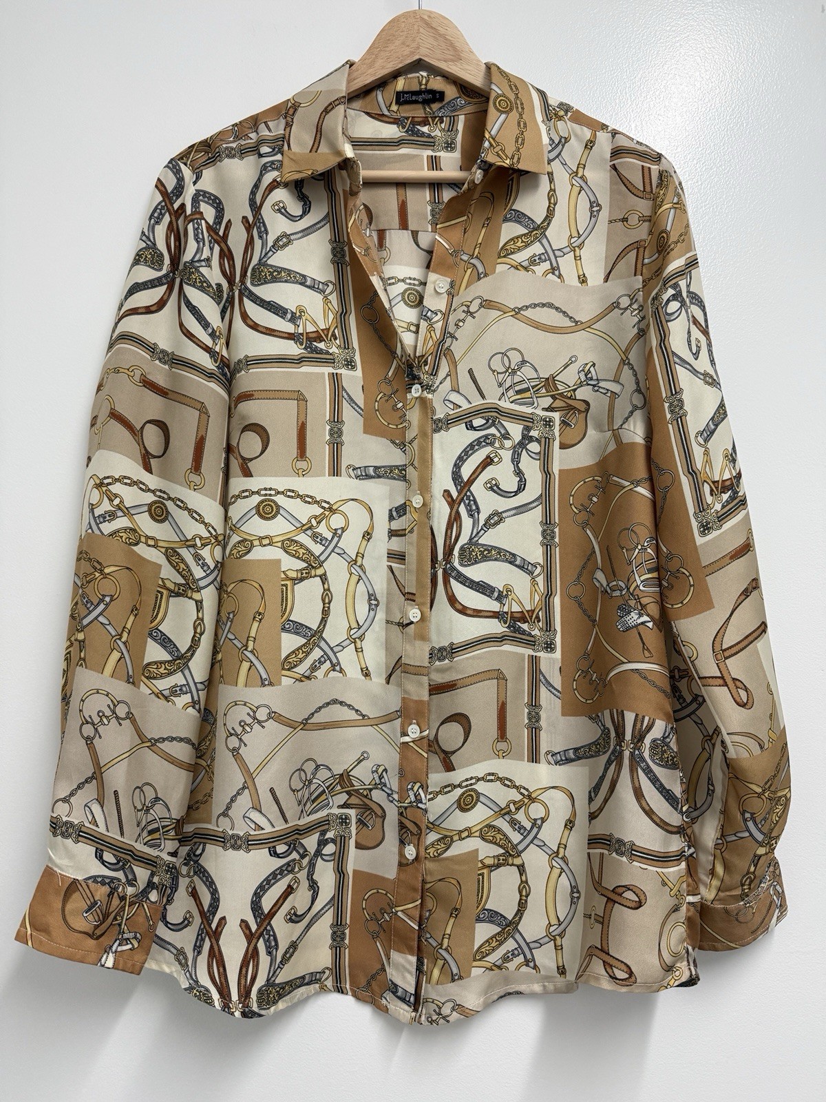 J. Mclaughlin Equestrian Women’s Shirt Silk Blend Long Sleeve Blouse Size Small