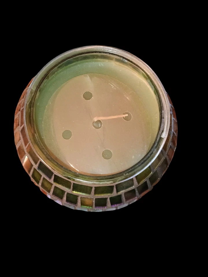 玻璃马赛克烛台带淡香蜡烛全新绿色 — 第 4/4 张图片