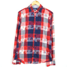 DESIGUAL STYLE: 26C1215 Men's Shirt Size L Checkered Red Cotton Polyester