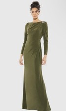 Mac Duggal 55695 Sz 12 Olive Green Jersey Rhinestone Embellished Trumpet Gown