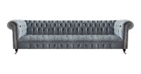 Chesterfield Luxus Viersitzer Grau Sofa Couch Wohnzimmer Einrichtung