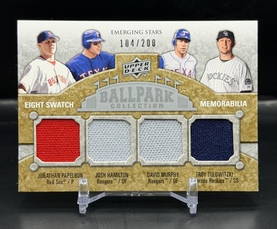 Fielder Hamilton Tulowitzki Papelbon 2009 Ballpark Collection Eight Swatch /200