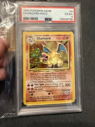 1999 POKEMON BASE SET UNLIMITED #4 CHARIZARD-HOLO PSA 4