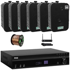 Pyle Home Theater Bluetooth MP3 Receiver, 6x 5.25" 400W Black Speakers W/ Mic