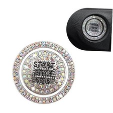 Car Bling Rhinestone Start Button Cover, Diamond-Inlaid 2 PCS Multicolored