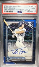 Theo Gillen 2024 Bowman Draft Blue Wave Auto #7/150 1st Bowman #CPA-TG Rays