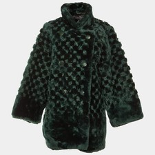 Christian Dior Boutique Fourrure Vintage Green Fur Double Breasted Coat XL