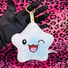 Blue Kawaii Star Plush Keychain - Soft Stuffed Bag Charm, embroidered eyes