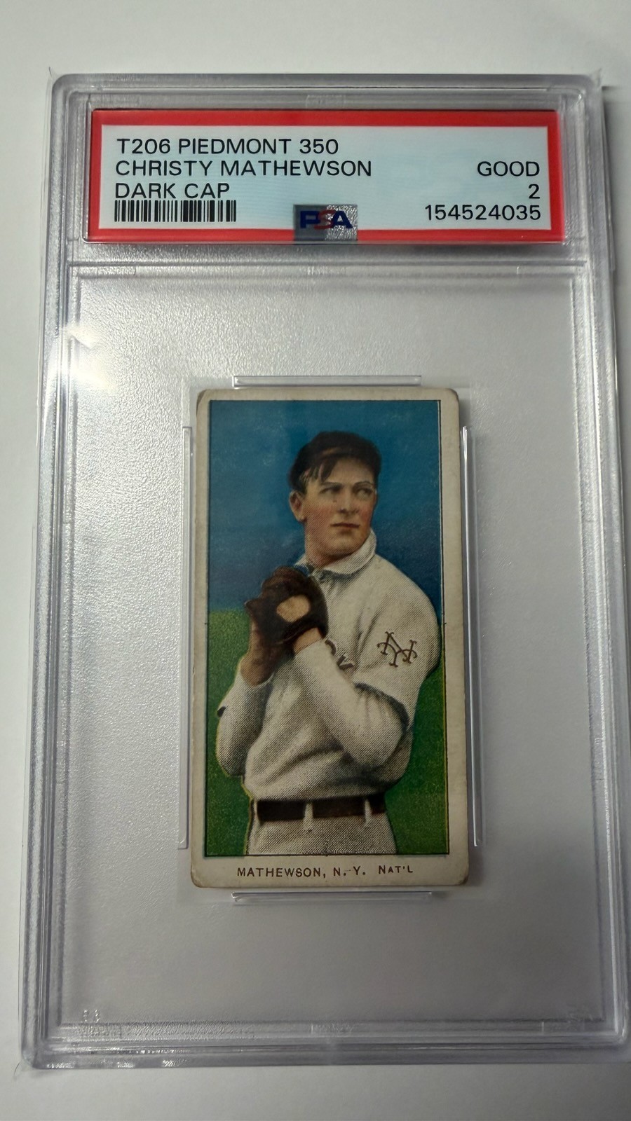 Christy Mathewson T206 PIEDMONT Dark Cap PSA 2