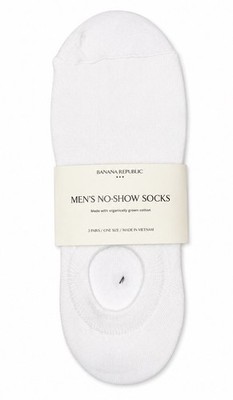Banana Republic Men's No-Show Socks White 3-Pack one size Organic Cotton NEW