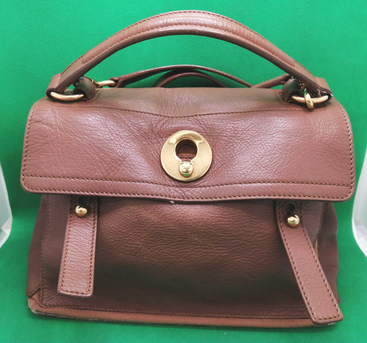 Borsa a tracolla usata Yves Saint Laurent M due borsette 2 vie pelle marrone