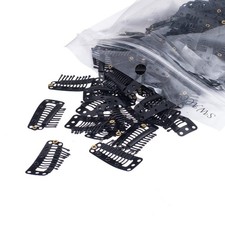 100 Pcs U-Shape Metal Snap Clips for Hair Extension 10-Teeth 9-Holes