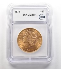 1878 $20 Liberty Head Gold Double Eagle MS62 ICG *5580