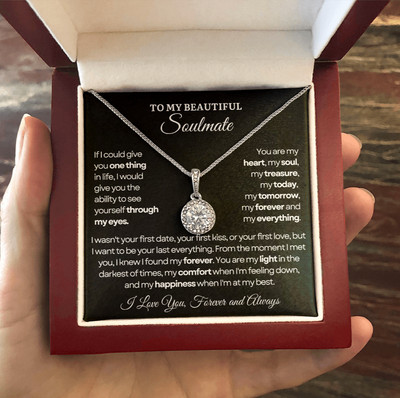 To My Soulmate heart necklace Anniversary Birthday Valentine meaningful Gift