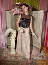 Edwardian Pale Pink Cotton Skirt, Pleated with Pintuck Hem, Size XXS, W 22  -23  