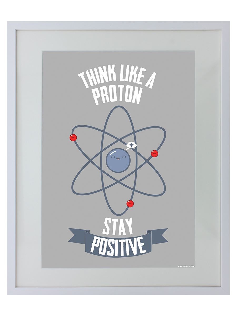 Think Like A Proton White Wooden Framed Print
