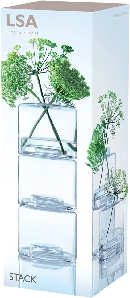 Jarrón LSA International Stack trío de vidrio, H16,25", transparente X 3 Foto 2 de 4