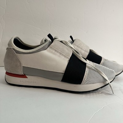 Balenciaga Men s Leather and Mesh Race Runner Sneakers White Size 43 US 10