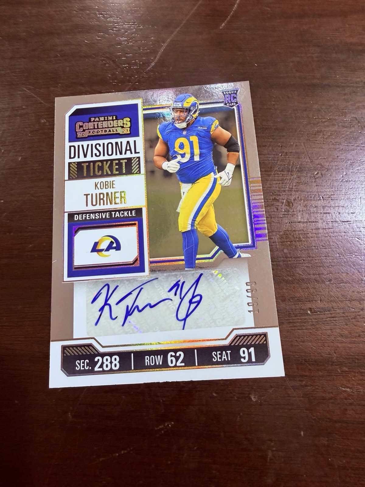 Kobie Turner Panini Contenders #153 Autograph-Divisional Ticket