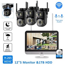 8MP Wireless Security Camera System 12" Monitor 16CH NVR Outdoor Wifi Home CCTV