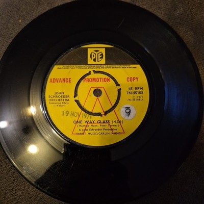 John Schroeder Orchestra - One Way Glass  - Promo 7  Vinyl Single - VG - Rare
