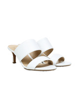 Naturalizer Tibby Women s 9W White Leather Open Back Slip On Mules Mid Heel