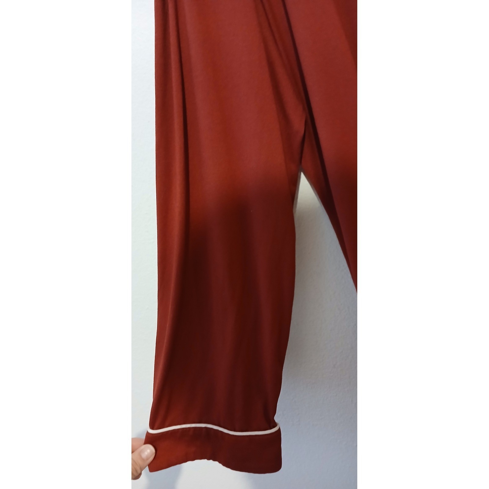 EKOUAER Women's XXL Long Sleeve V Neck House Dress Button Up Sleep Gown Burgundy