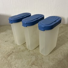Set Of 3 Vintage Tupperware 1846 Spice Containers Modular Mates Blue Tops.