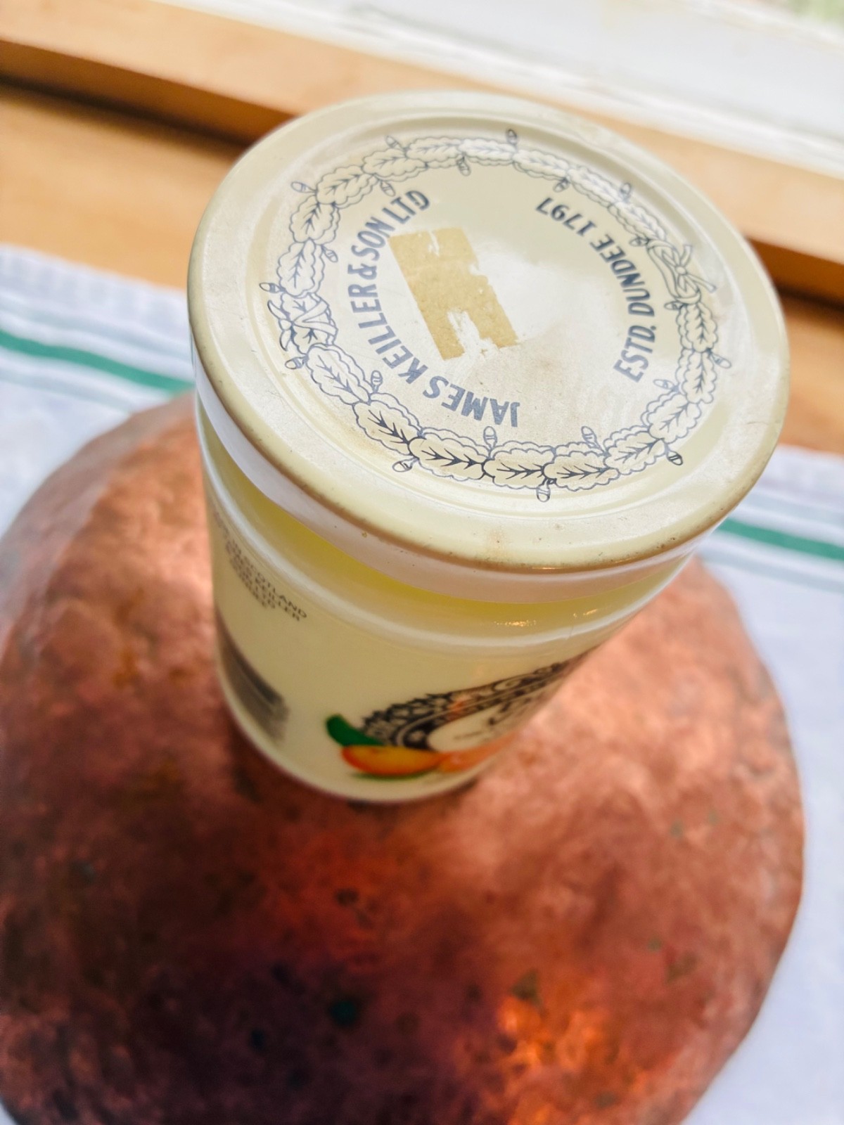 Vintage James Keiller & Son ORANGE MARMALADE CHUNKY CUT JAR  Dundee Scotland