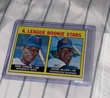 Topps 1967 A. League Rookie Stars Rod Carew Hank Allen #569 MLB Baseball Card. rookie card picture