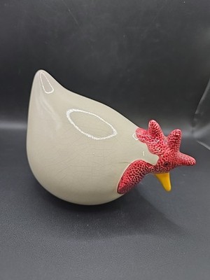 Vintage CBK Ceramic Off White Rooster Chicken Figurine Farm Country Decor