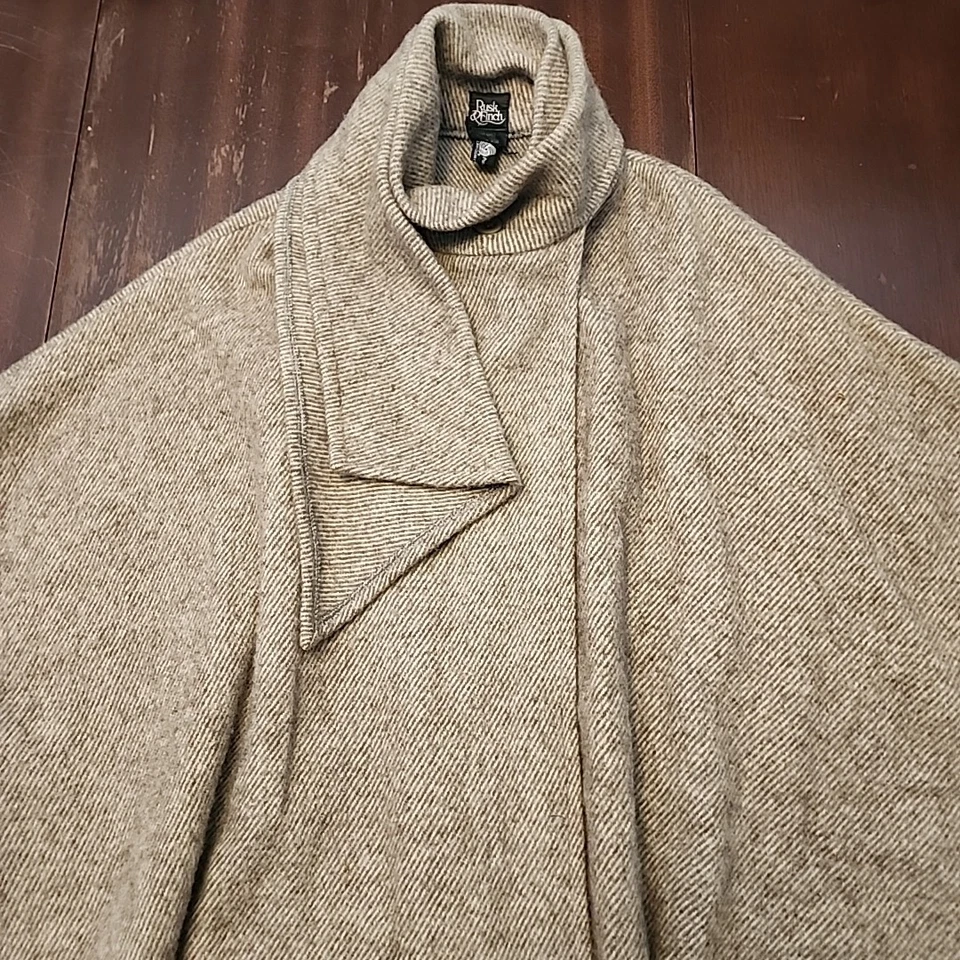 Poncho/abrigo Rusk & Finch de colección años 70 con bufanda 100 % lana cierre de botones M/L Western Foto 2 de 4
