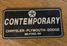 Vintage Auto Dealer Vanity License Plate Contemporary Chrysler Plymouth Dodge Nh