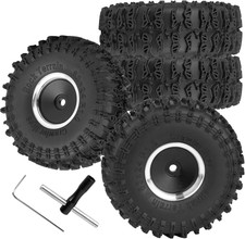 RC 1.0" Beadlock Wheel Tires for 1/18 1/24 SCX24 Trx4M RC Crawler Car,Aluminum 4