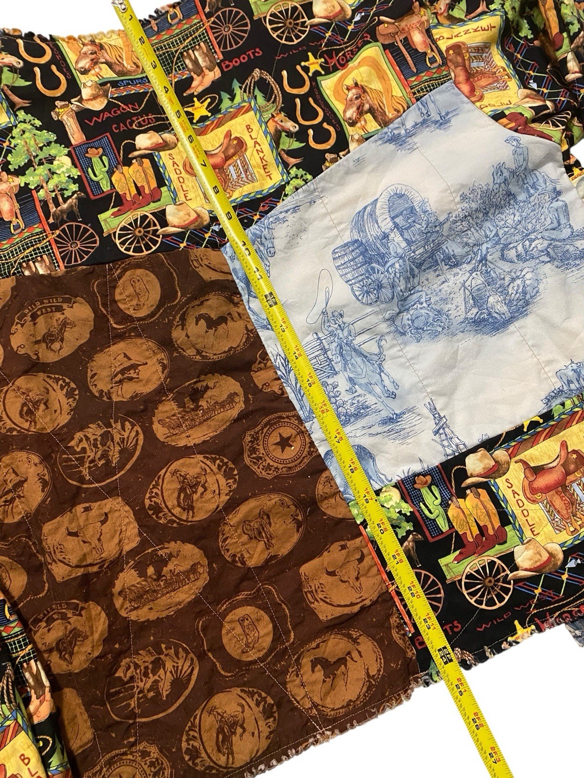 Upcycled Patchwork Western Cowboy Theme Jacket Ha… - image 19